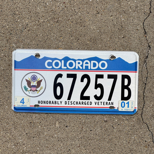 Photo of a 1996 Colorado Military License Plate Auto Tag Garage Decor Vintage Honorably Discharged Veteran 67257 B