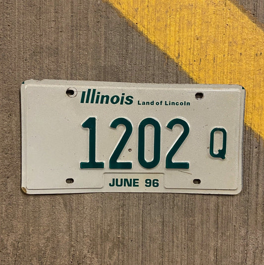 Photo of a 1996 Illinois Truck License Plate Auto Tag Garage Decor Vintage 1202 Q