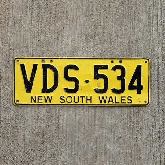 Photo of a 1996 South Wales Australia License Plate Auto Tag Garage Decor Vintage VDS 534 with original patina