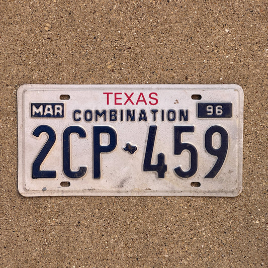 Photo of a 1996 Texas Combination License Plate Auto Tag Garage Decor Vintage 2CP 459