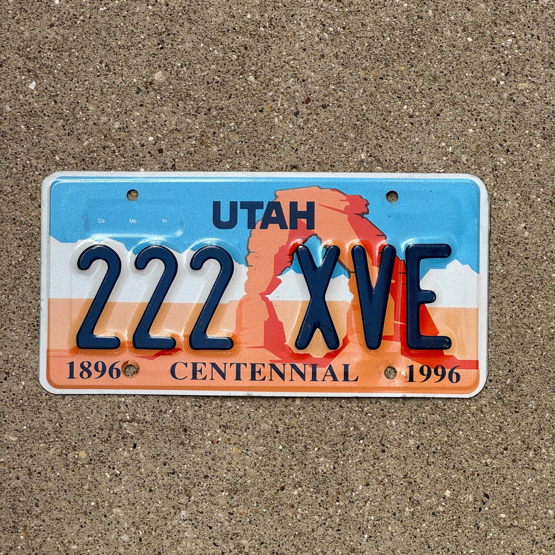 Photo of a 1996 Utah License Plate Auto Tag Garage Decor Vintage Repeat Repeating 222 XVE