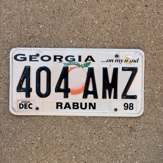 Photo of a 1997 1998 Georgia License Plate Auto Tag Garage Decor Vintage 404 AMZ