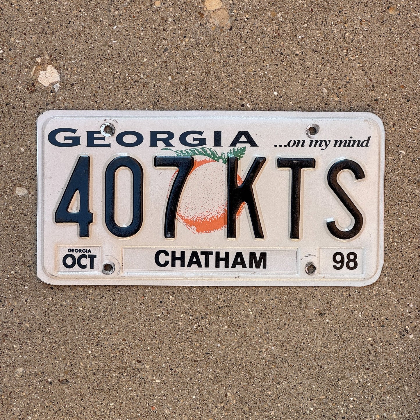 Photo of a 1997 1998 Georgia License Plate Auto Tag Garage Decor Vintage 407 KTS