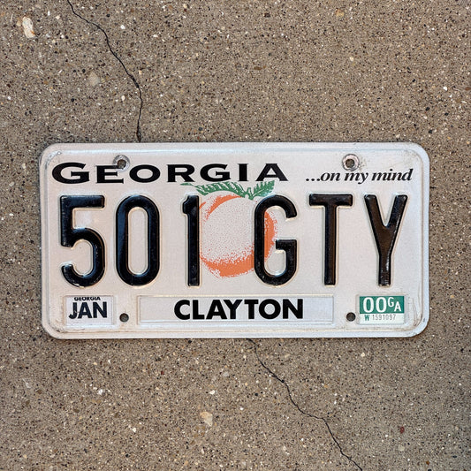 Photo of a 1997 2000 Georgia License Plate Auto Tag Garage Decor Vintage 501 GTY