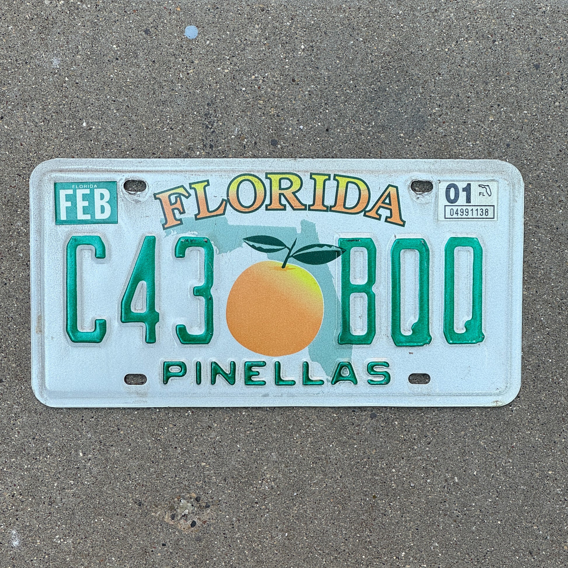 Photo of a 1997 2001 Florida License Plate Auto Tag Garage Decor Vintage C43 BQQ with original patina