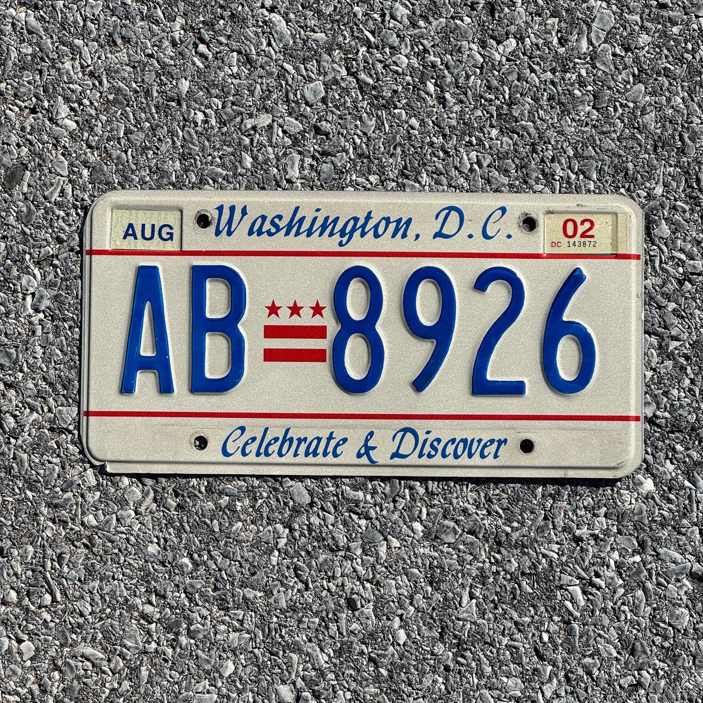 Photo of a 1997 2002 Washington D.C. License Plate Auto Tag 2 Garage Decor Celebrate and Discover AB 8926