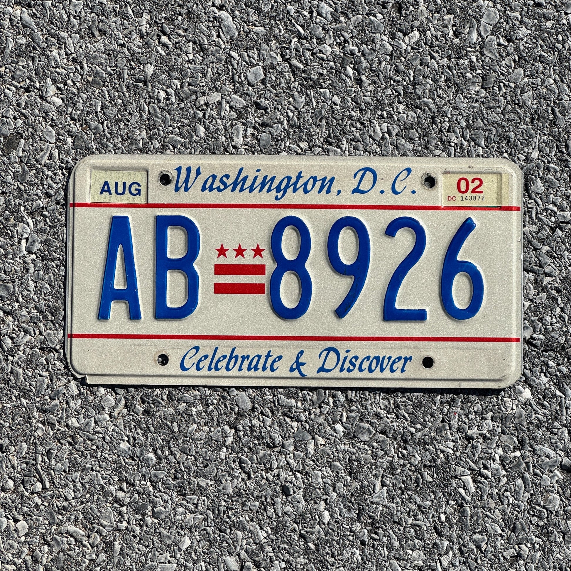 Photo of a 1997 2002 Washington D.C. License Plate Auto Tag 2 Garage Decor Celebrate and Discover AB 8926