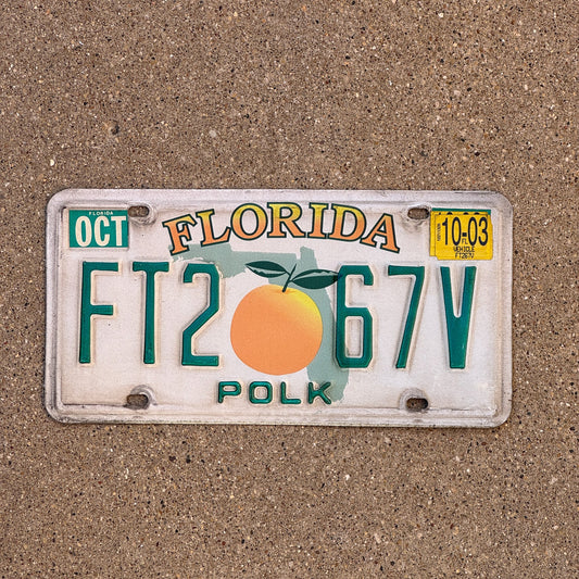 Photo of a 1997 2003 Florida License Plate Auto Tag Garage Decor Vintage FT2 67V