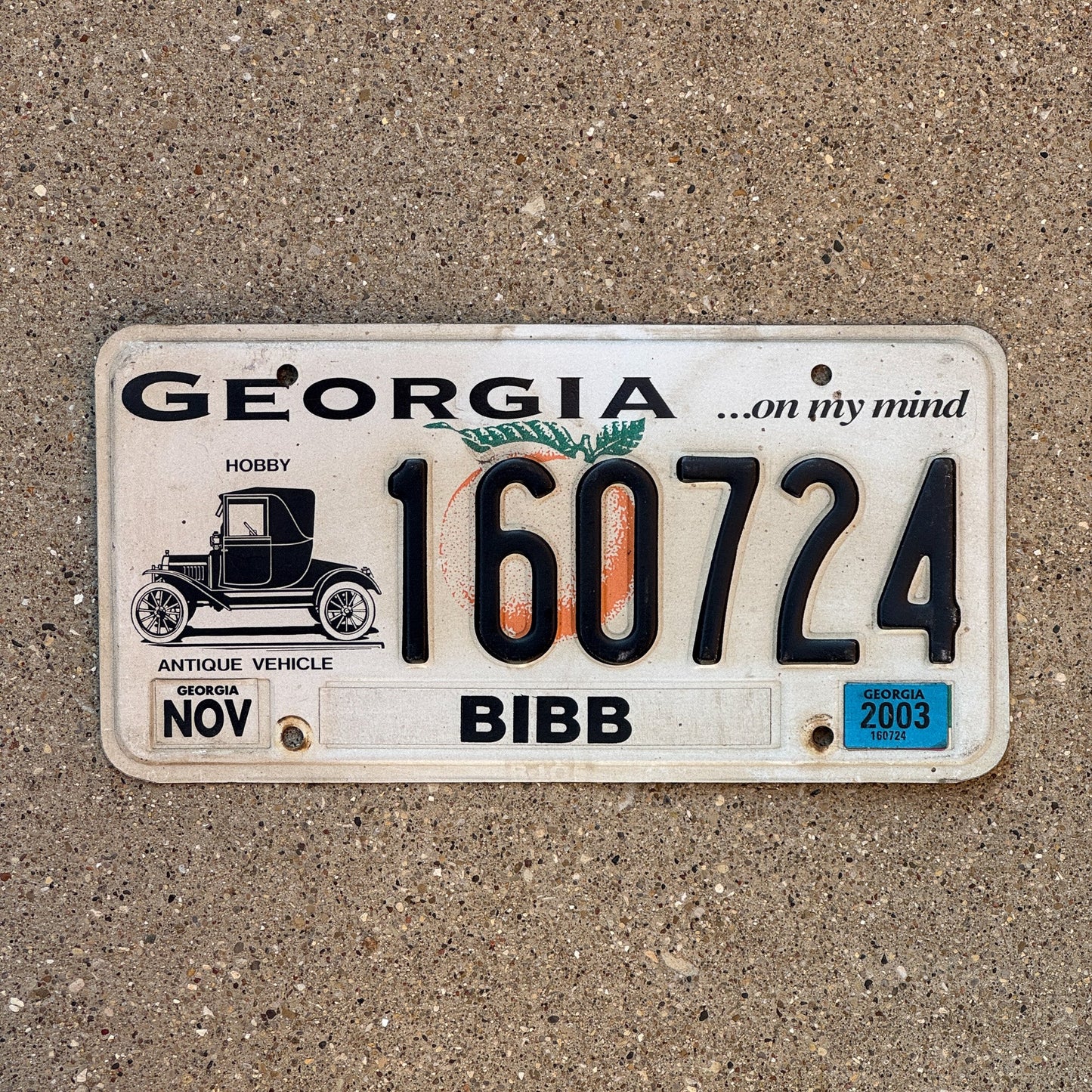 Photo of a 1997 2003 Georgia Antique Vehicle License Plate Auto Tag Garage Decor Vintage Historic 160724