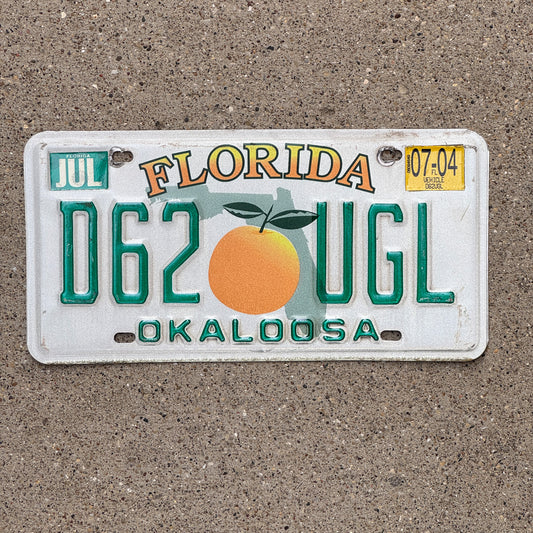 Photo of a 1997 2004 Florida License Plate Auto Tag Garage Decor Vintage D62 UGL with original patina