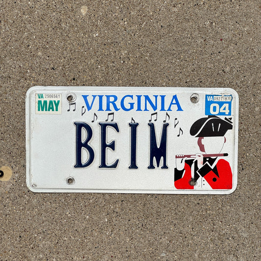 Photo of a 1997 2004 Virginia Graphic / Specialty License Plate Auto Tag Garage Decor Vintage Patriot BEIM