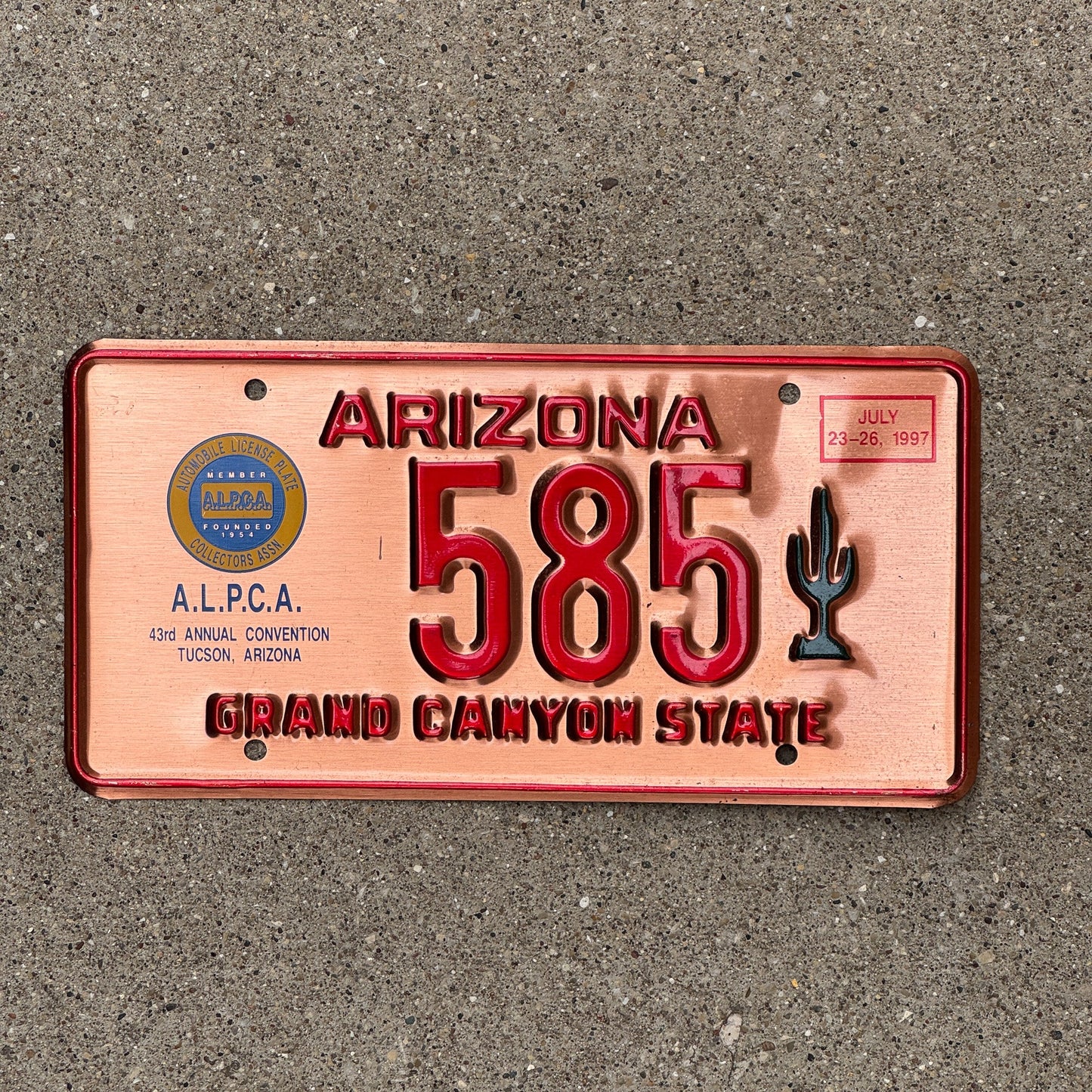 Photo of a 1997 Arizona License Plate Auto Tag Garage Decor Vintage Tucson ALPCA Convention 585