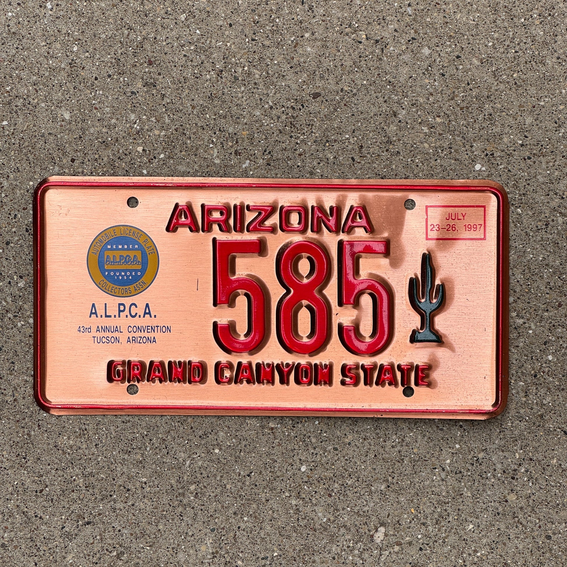 Photo of a 1997 Arizona License Plate Auto Tag Garage Decor Vintage Tucson ALPCA Convention 585