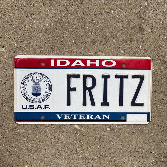 Photo of a 1997 Idaho VANITY USAF License Plate Auto Tag Garage Decor Vintage Air Force Vet FRITZ