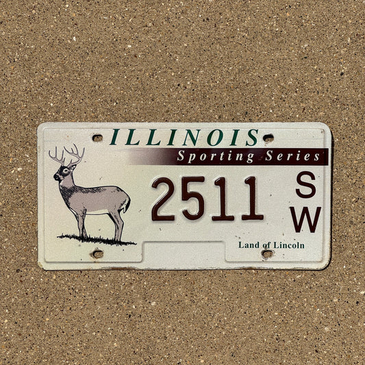 Photo of a 1997 Illinois Graphic / Specialty License Plate Auto Tag Garage Decor Vintage Hunting Deer Sporting Series 2511