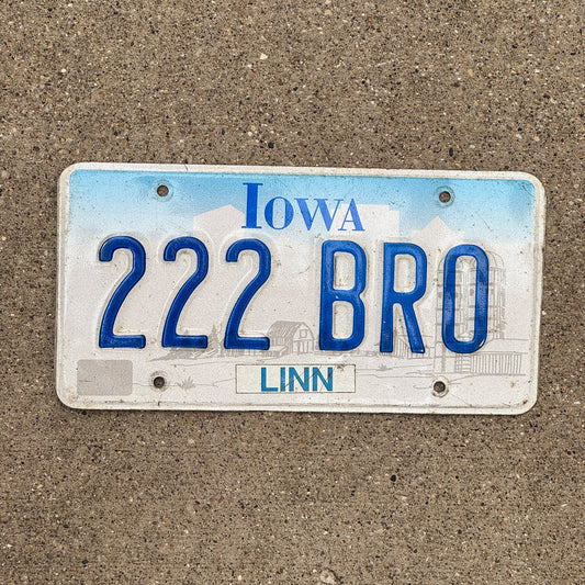 Photo of a 1997 Iowa License Plate Auto Tag Garage Decor Vintage Repeat Repeating 222 BRO