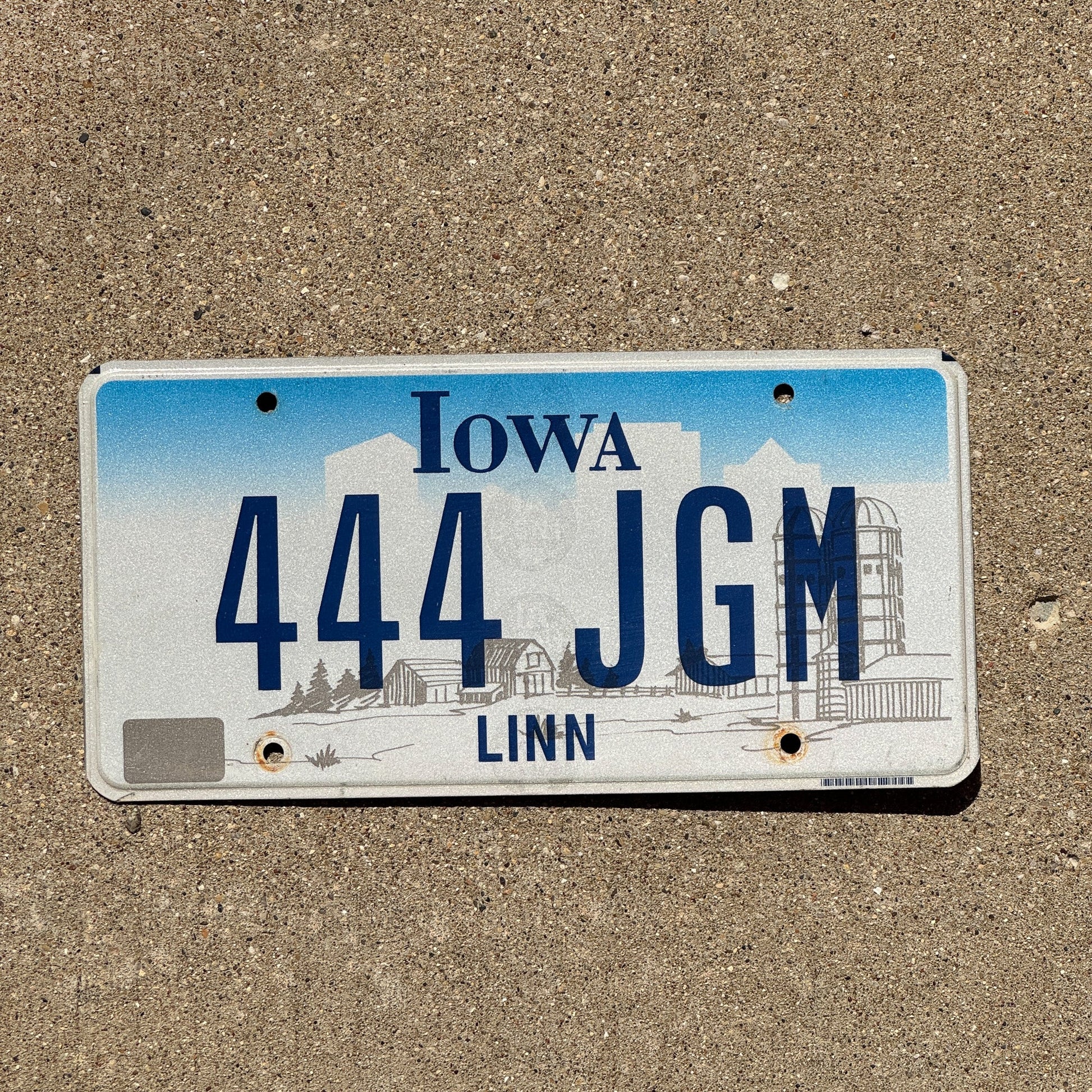 Photo of a 1997 Iowa License Plate Auto Tag Garage Decor Vintage Repeat Repeating 444 JGM
