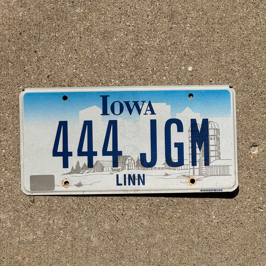 Photo of a 1997 Iowa License Plate Auto Tag Garage Decor Vintage Repeat Repeating 444 JGM