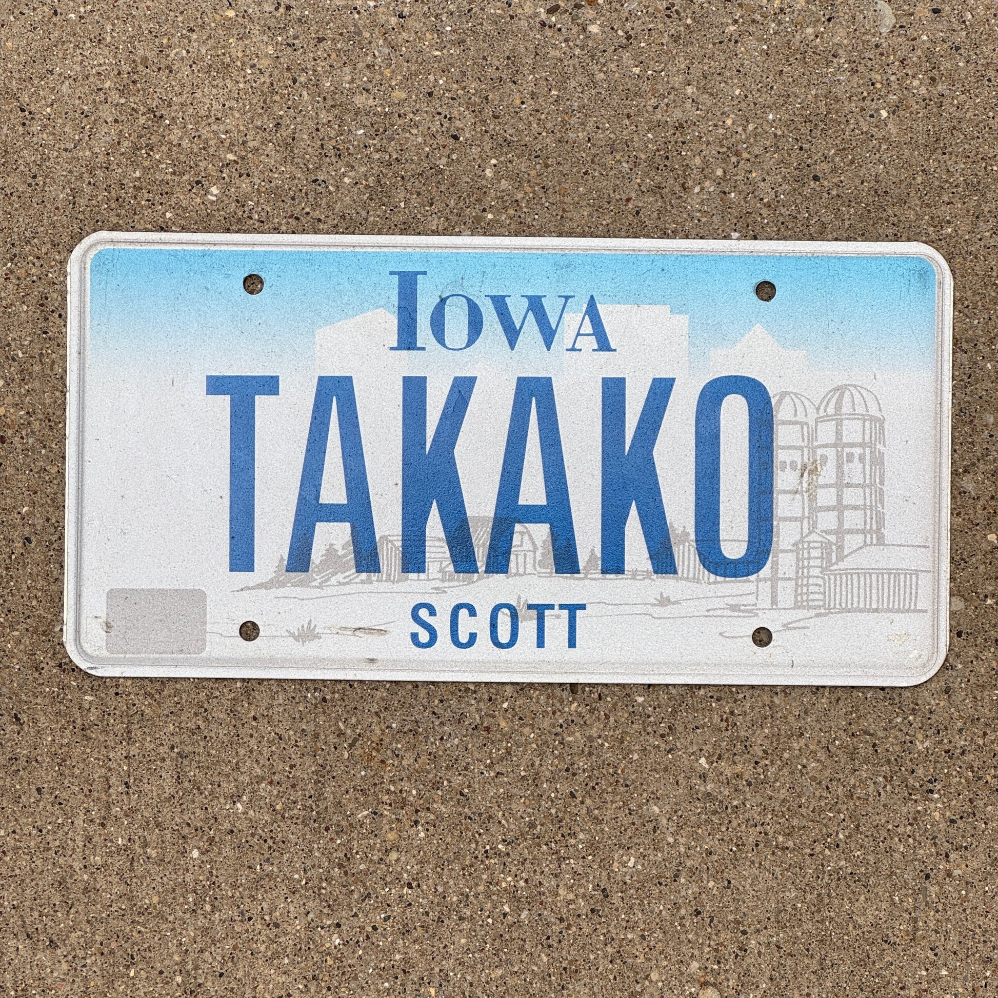 Photo of a 1997 Iowa VANITY License Plate Auto Tag Garage Decor Vintage TAKAKO