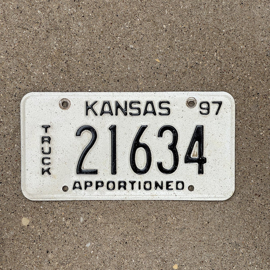 Photo of a 1997 Kansas Apportioned License Plate Auto Tag Garage Decor Vintage 21634
