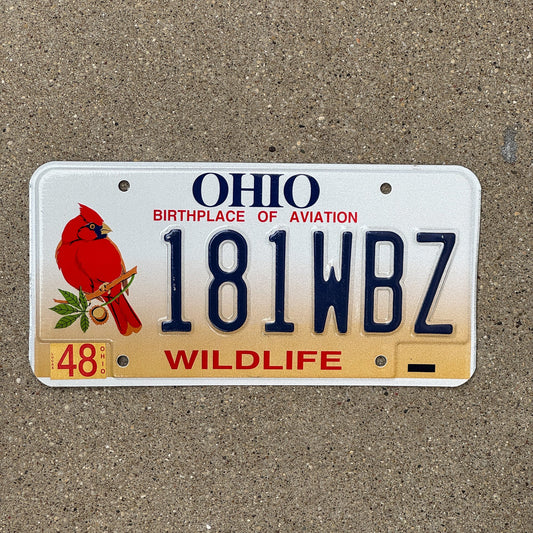 Photo of a 1997 Ohio Graphic / Specialty License Plate Auto Tag Garage Decor Vintage Wildlife Cardinal Bird 181 WBZ