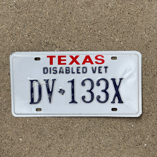 Photo of a 1997 Texas Disabled Veteran License Plate Auto Tag Garage Decor Vintage DAV Vet DV 133X