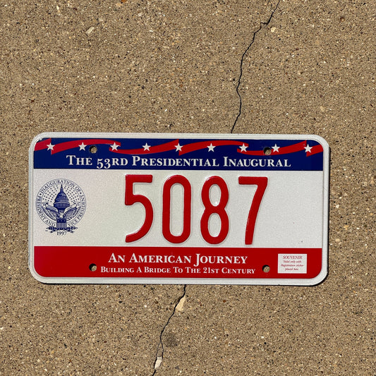 Photo of a 1997 Washington DC Inaugural License Plate Auto Tag Garage Decor Vintage Clinton Inauguration 5087