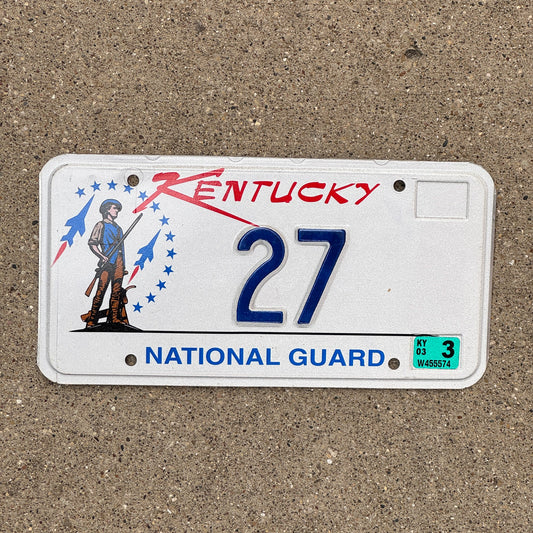 Photo of a 1998 2002 Kentucky National Guard License Plate Auto Tag Garage Decor Vintage Low Number 27