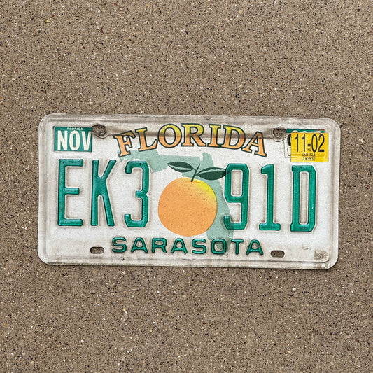 Photo of a 1998 2003 Florida License Plate Auto Tag Garage Decor Vintage Sarasota County EK3 91D