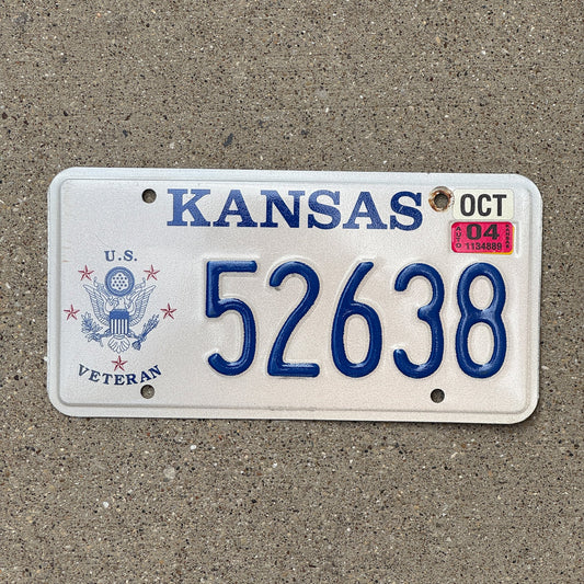 Photo of a 1998 2004 Kansas Veteran License Plate Auto Tag Garage Decor Vintage Military 52638