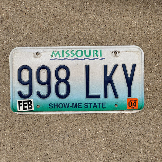 Photo of a 1998 2004 Missouri License Plate Auto Tag 2 Garage Decor 998 LKY