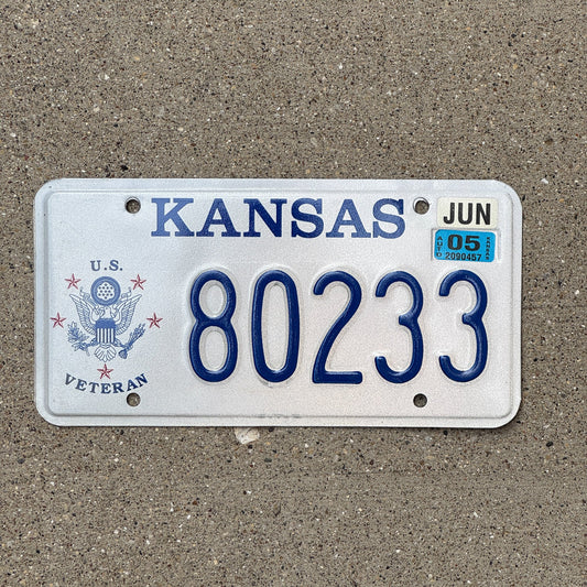 Photo of a 1998 2005 Kansas Veteran License Plate Auto Tag Garage Decor Vintage Military 80233