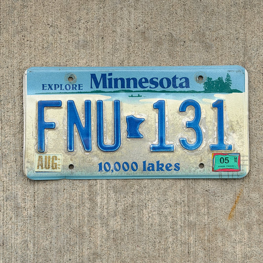 Photo of a 1998 2005 Minnesota License Plate Auto Tag Garage Decor Vintage FNU 131 with original patina