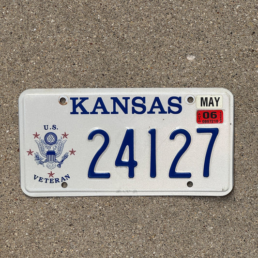 Photo of a 1998 2006 Kansas Veteran License Plate Auto Tag Garage Decor Vintage Military 24127