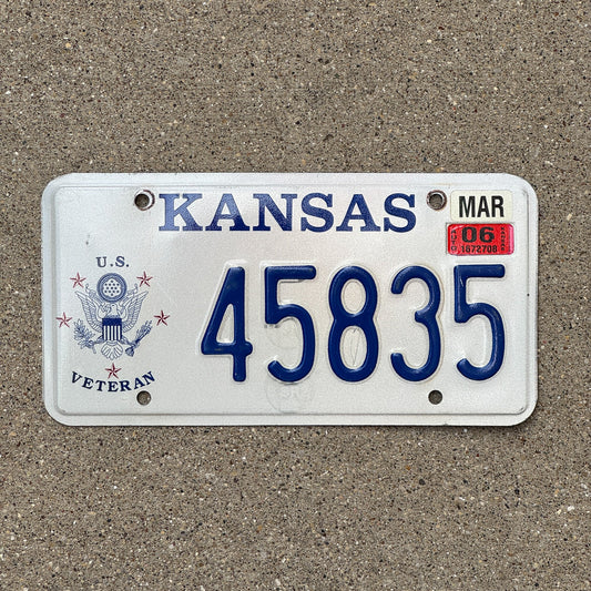 Photo of a 1998 2006 Kansas Veteran License Plate Auto Tag Garage Decor Vintage Military 45835