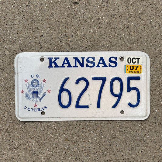 Photo of a 1998 2007 Kansas Veteran License Plate Auto Tag Garage Decor Vintage Military 62795