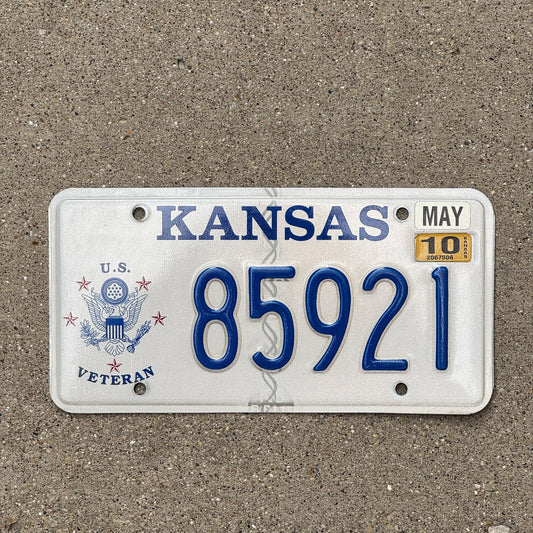 Photo of a 1998 2010 Kansas Veteran License Plate Auto Tag Garage Decor Vintage Military 85921