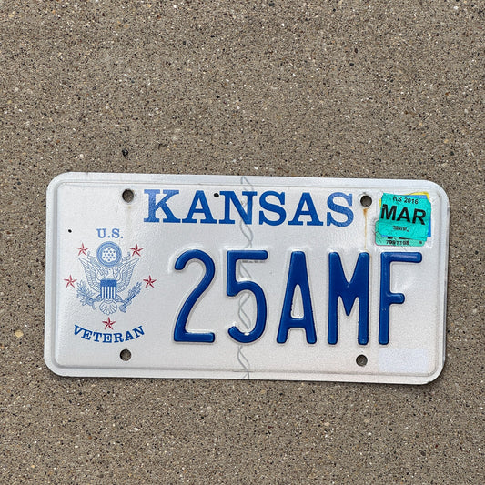 Photo of a 1998 2016 Kansas Veteran License Plate Auto Tag Garage Decor Vintage Military 25 AMF