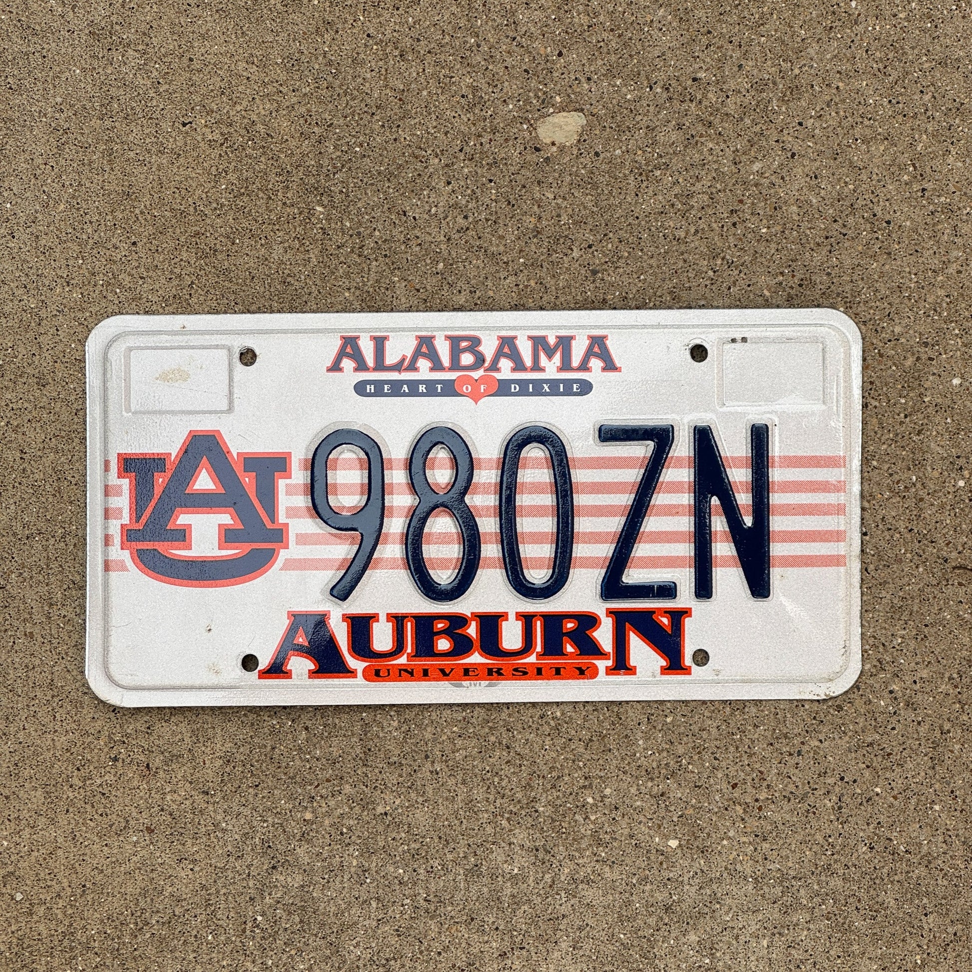 Photo of a 1998 Alabama Graphic / Specialty License Plate Auto Tag Garage Decor Vintage Auburn University 980 ZN