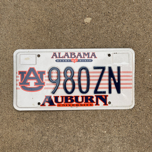 Photo of a 1998 Alabama Graphic / Specialty License Plate Auto Tag Garage Decor Vintage Auburn University 980 ZN