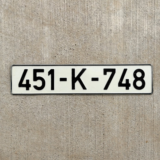 Photo of a 1998 Bosnia and Herzegovina License Plate Auto Tag Garage Decor Vintage 451 K 748 with original patina