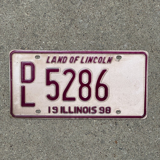 Photo of a 1998 Illinois Dealer License Plate Auto Tag 2 Vintage Garage 5286 with original patina