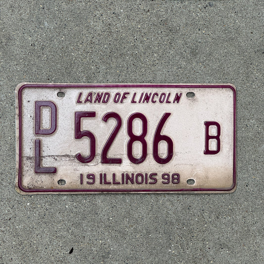 Photo of a 1998 Illinois Dealer License Plate Auto Tag 2 Vintage Garage 5286 B with original patina