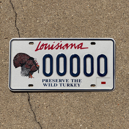 Photo of a 1998 Louisiana Graphic Sample License Plate Auto Tag Garage Decor Vintage Preserve Wild Turkey Thanksgiving 00000