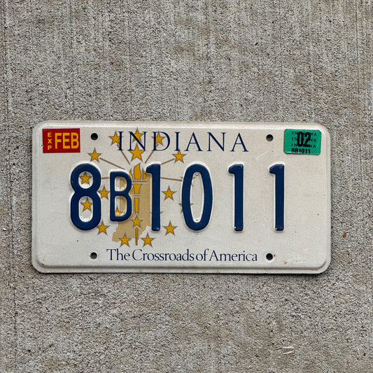 Photo of a 1999 2002 Indiana License Plate Auto Tag Garage Decor Vintage 8 B 1011 with original patina