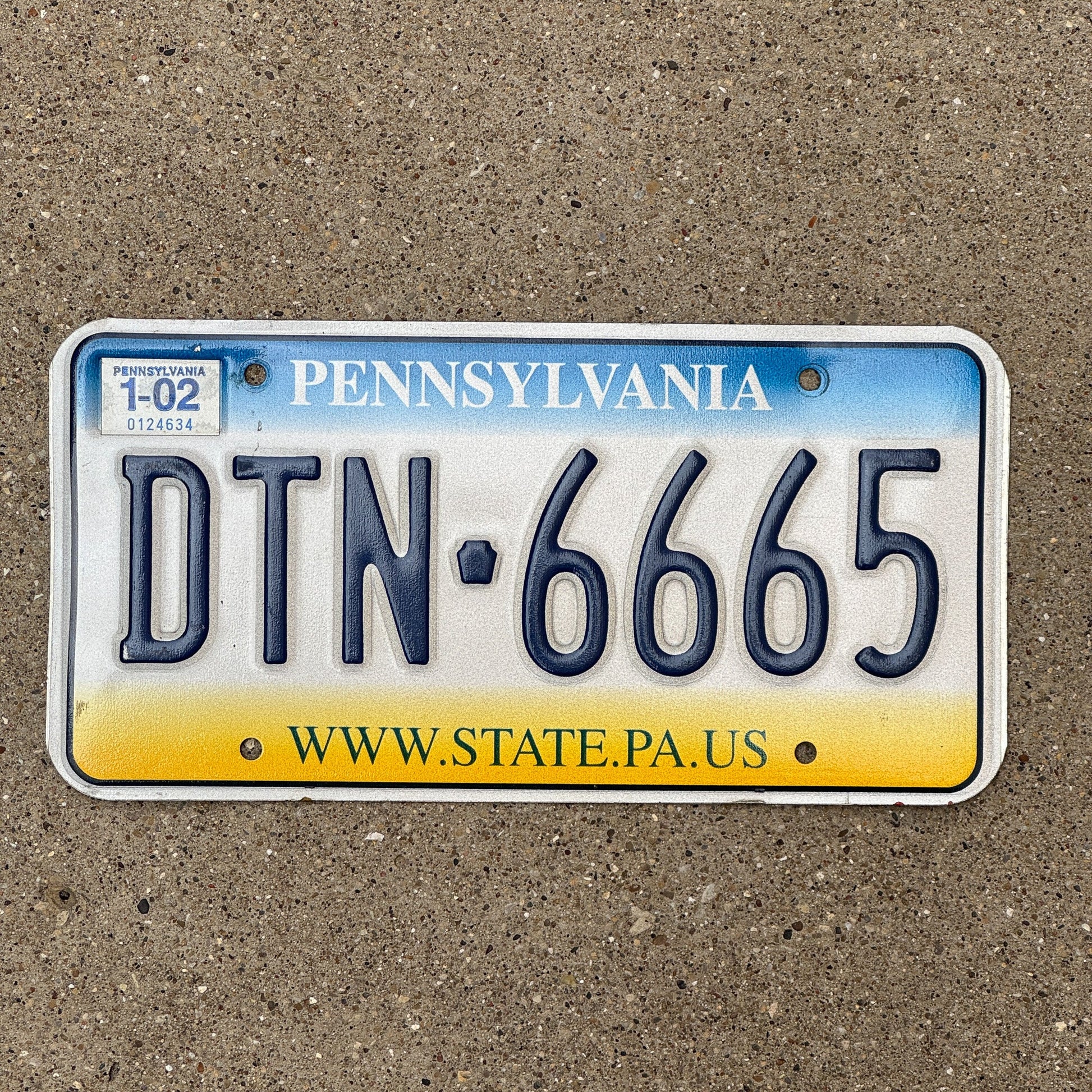 Photo of a 1999 2002 Pennsylvania License Plate Auto Tag Garage Decor Vintage 666 Repeat Devil Evil DTN 6665