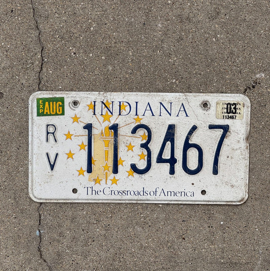Photo of a 1999 2003 Indiana RV License Plate Auto Tag Garage Decor 113467