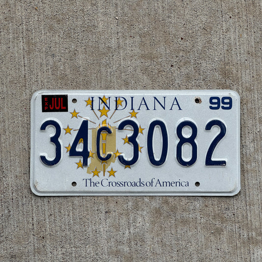 Photo of a 1999 Indiana License Plate Auto Tag Garage Decor Vintage 34 C 3082 with original patina