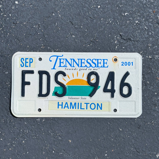 Photo of a 2000 2001 Tennessee License Plate Auto Tag Garage Decor Vintage FDS 946 with original patina