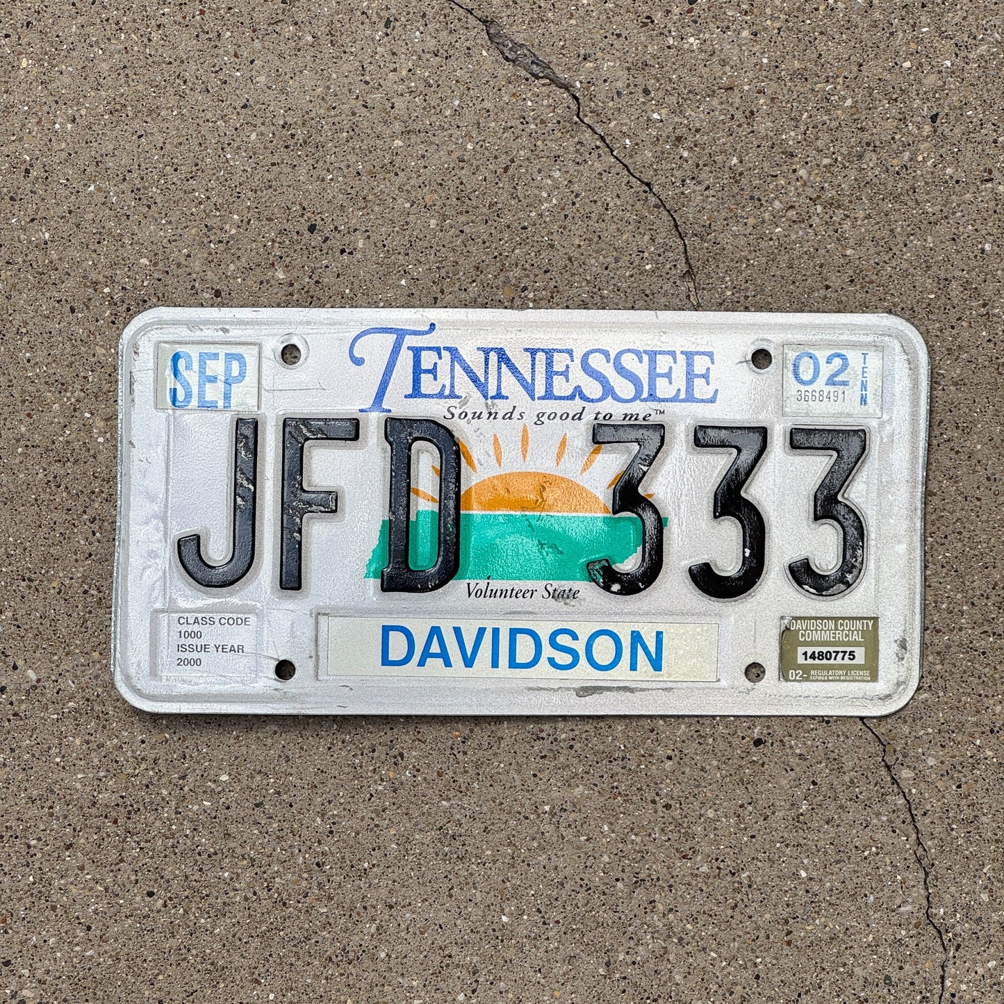 Photo of a 2000 2002 Tennessee License Plate Auto Tag Garage Decor Vintage Repeat Repeating JFD 333